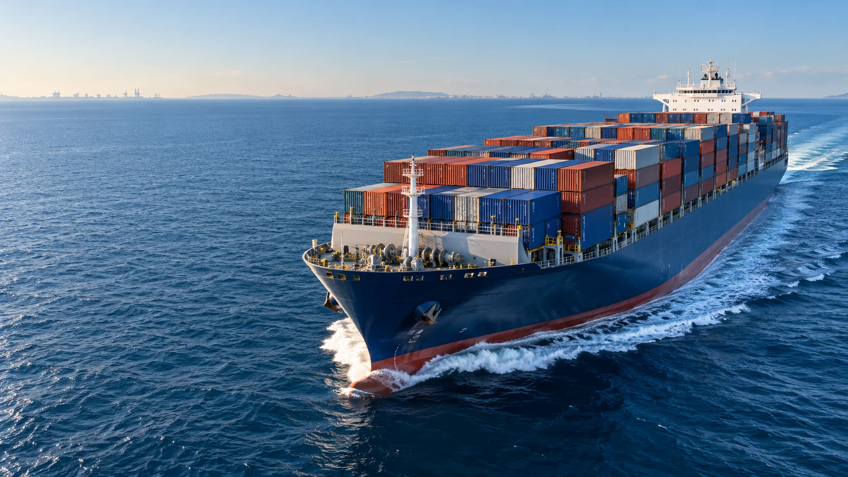 A container ship underway at sea